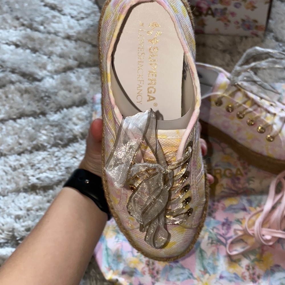 Superga x LoveShackFancy size 6 USA 36 Euro Perky Peach Platform - Picture 5 of 5